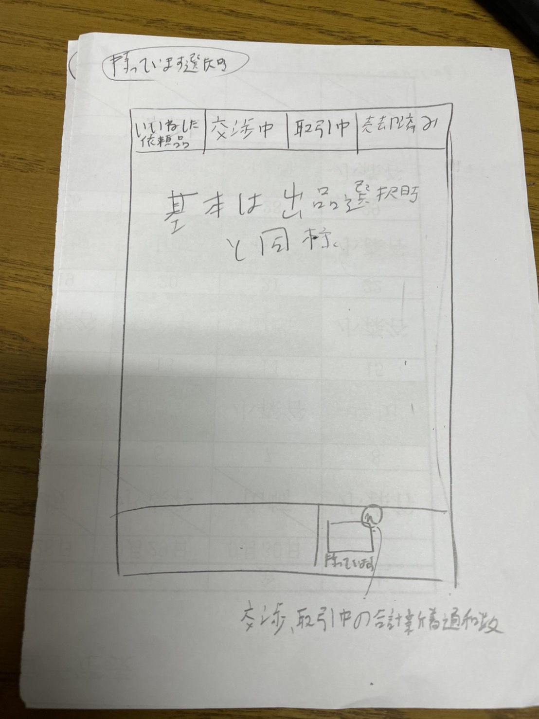 サカサマフリマの手描き画面設計 06